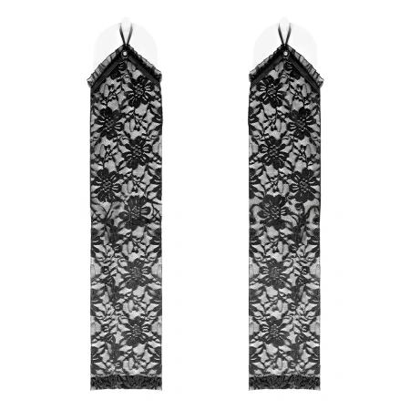 Rękawiczki koronkowe na palec z cyrkonią, czarne, 40 cm