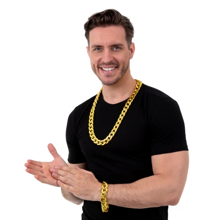 Bransoleta łańcuch złoty Disco, lata 80-te