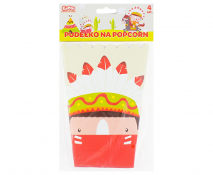 Pudełko na popcorn "Indiańskie Party", rozm. 13.5 x 8.5 x 19 cm, 4 szt.