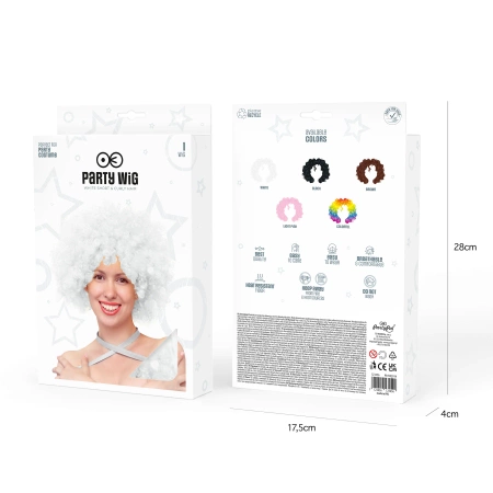 Peruka imprezowa włosy afro białe