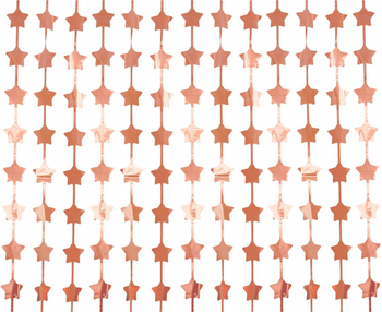 Kurtyna Gwiazdki, metaliczna różowo-złota, 100x200 cm