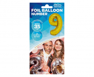 Balon foliowy "Cyfra 9", złota, 35 cm
