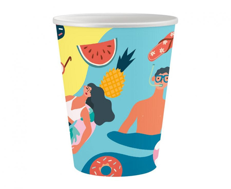 Kubeczki pap. Kolekcja Summer - Let's Party (beach), 250 ml/ 6 szt.