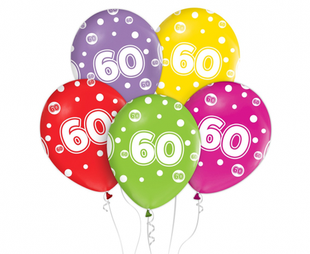 Balony z cyframi: 60, 12"/ 5 szt.