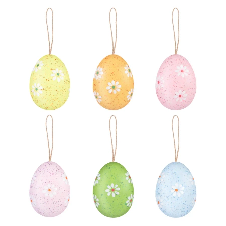 Dekoracje Wielkanocne Naturalne Wydmuszki białe kwiatki mix 6 szt.