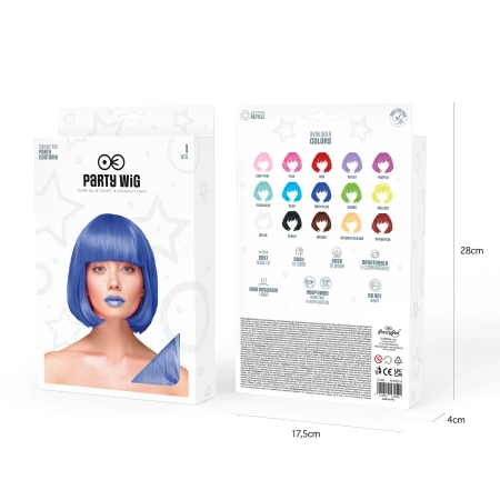 Peruka imprezowa włosy krótkie proste ciemnoniebieskie