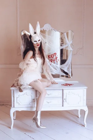 Maska Królik, 16.5x34cm, biały