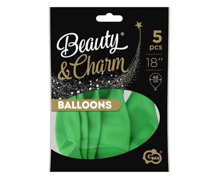 Balony Beauty&Charm, pastelowe, zielone 18" / 5 szt.