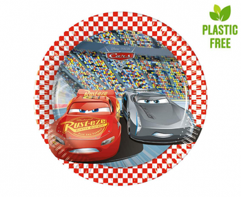 Talerzyki pap. Cars 3, 20 cm, 8 szt. (plastic-free)