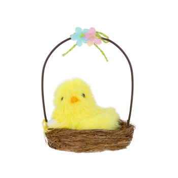 Dekoracje wielkanocne Koszyczki z żółtymi kurczakami 1 szt.