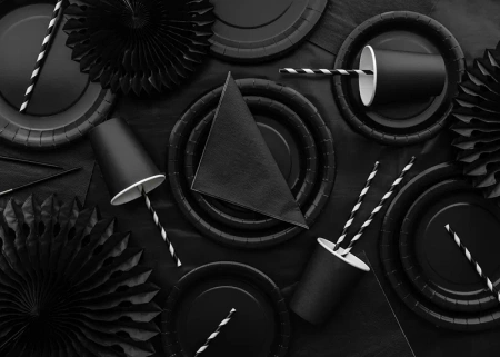 Talerzyki papierowe, czarny, 23cm