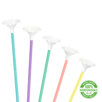 EKO Patyczki do balonów z zatyczką papierowe pastelowe mix kolor 10szt.