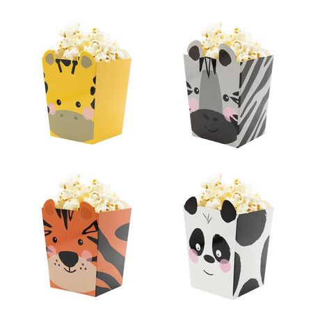 Pudełka na popcorn Zwierzątka 4 szt