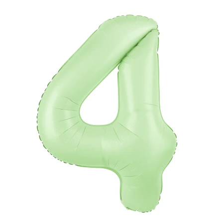 Balon foliowy cyfra 4 pistacjowy matowy 100cm