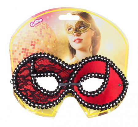 Maska Dama z koronką, czerwona