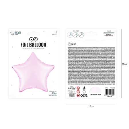 Balon foliowy Gwiazda liliowy matowy 18cali