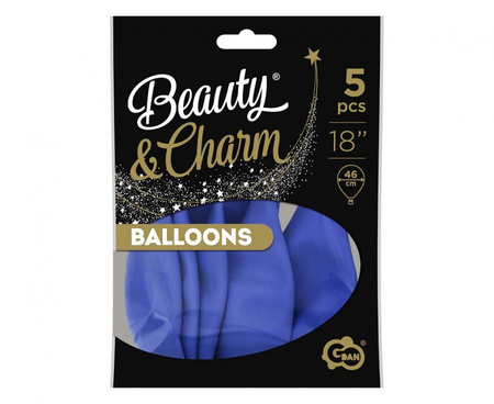 Balony Beauty&Charm, pastelowe, niebieskie 18" / 5 szt.