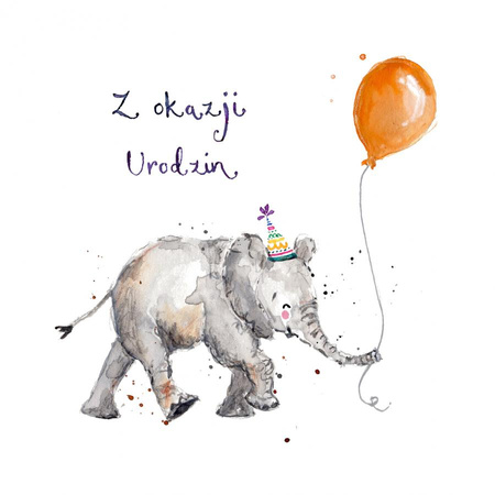 Kartka urodzinowa Słonik z balonikiem 