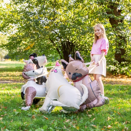 Balon foliowy stojący, Pies Golden z czapeczką, 76x96 cm