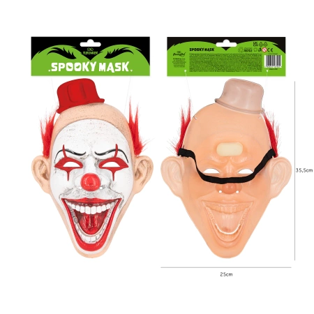 Maska Halloween Klaun z kapelusikiem 24,5x34,5 cm, 1szt