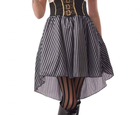 Zestaw dla dorosłych Steampunk (naszyjnik, gogle, sukienka), rozm. L