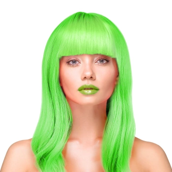 Peruka imprezowa włosy długie proste neonowe zielone