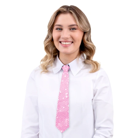 Krawat cekinowy, różowy