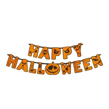 Baner Happy Halloween z dynią pomarańczowy 185cm