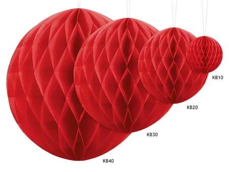 Kula bibułowa, czerwony, 30cm
