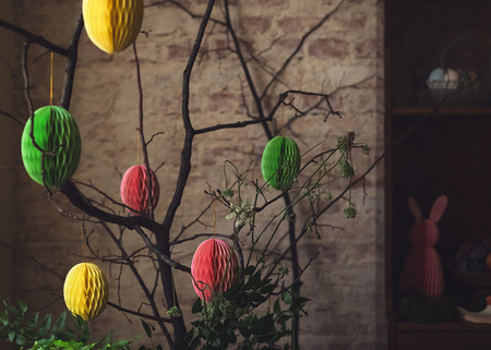 Dekoracja papierowa honeycomb Jajko, jasny zielony, 12 cm