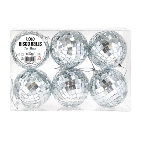 Kula Disco lustrzana srebrna 7cm, 6szt.