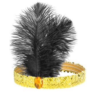 Opaska z cekinami i piórami, Lata 20-te, złota