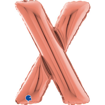 Balon Grabo 26'' Litera X różowe - złoto, 66cm
