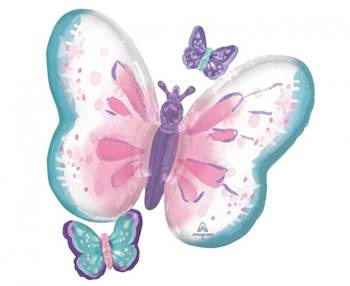 Balon foliowy SHP - Pastelowe Motyle, 73x71 cm, zapakowany