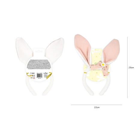 Opaska Wielkanoc Uszy Królika z kokardką biało-różowa 1 szt.