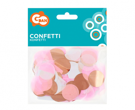 Konfetti Kółeczka, papierowo-foliowe, różowo-złoty miks, 15 g