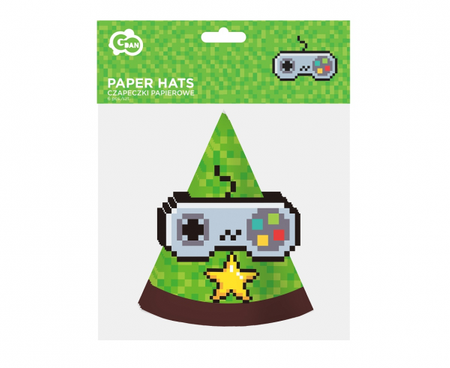 Czapeczki papierowe Game On, 6 szt.