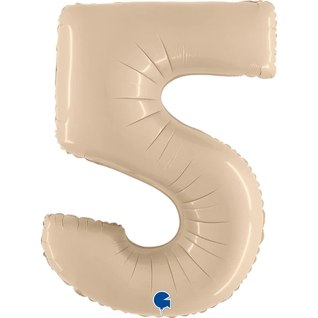 Balon foliowy Grabo - "Number 5", kremowy, 66 cm, pakowany