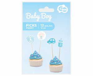 Pikery B&G Baby Boy, jasnoniebieskie, 10 cm, 12 szt.