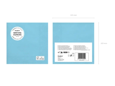 Serwetki papierowe, jasny niebieski, 33x33cm