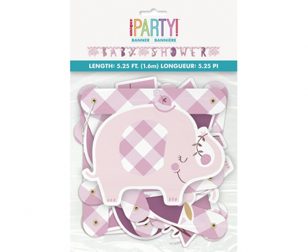 Girlanda papierowa Baby Shower Elephant Różowa