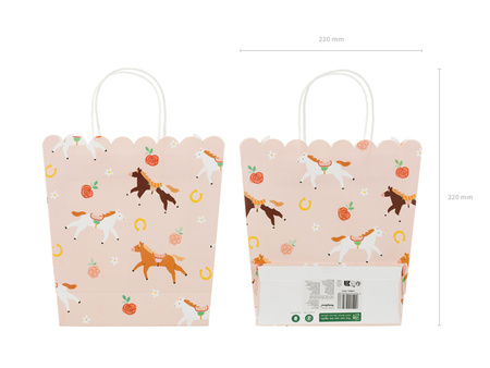 Torebka na prezenty Konie, 23x22x8,5 cm, mix