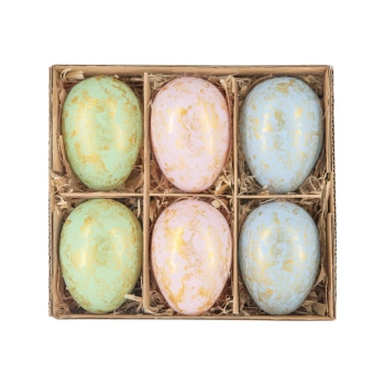 Dekoracje wielkanocne Jajka 3 kolory pozłacane 6 szt.