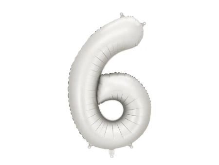 Balon foliowy Cyfra '6', 86cm, srebrny