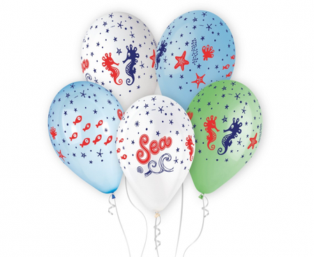 Balony Sea - podmorski świat, 13"/ 5 szt.
