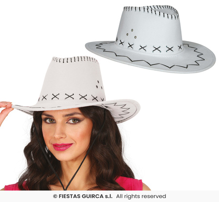 Kapelusz kowbojski zamszowy, biały