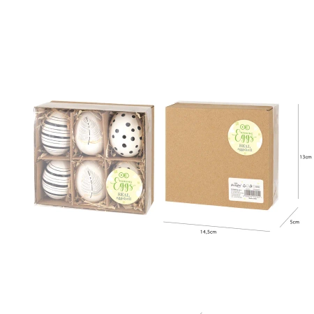 Dekoracje Wielkanocne Naturalna Wydmuszka biało-czarne mix 6 szt.