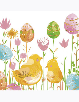 Serwetki papierowe Wielkanocne Pisanki z Kurkami, 33x33 cm, 20 szt