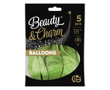 Balony Beauty&Charm, platynowe oliwkowe 18"/ 5 szt.