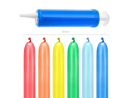 Balony modeliny pastelowe 130cm z pompką, mix
